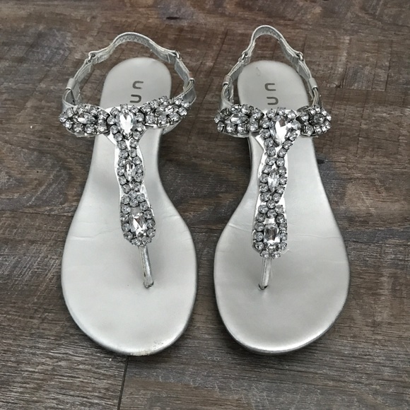 unisa silver rhinestone sandals